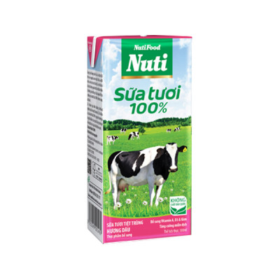 Sữa Tươi Có Đường 100% Nuti 180ml 